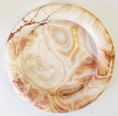 מגש / צלחת הגשה מגולפת מאבן אוניקס טבעית (Vintage Carved Onyx Stone Platter / Ashtray)