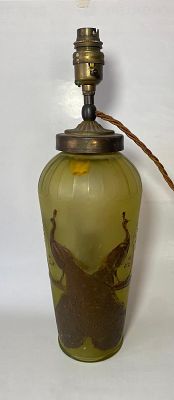 בסיס מנורת שולחן / אגרטל זכוכית קמיאו (Cameo glass) ארט דקו מבית דום נאנסי (Daum Nancy), צרפת 
