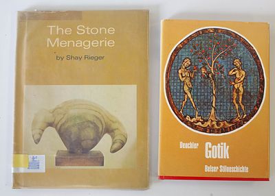 צמד ספרי אלבום ועיון וינטג' באמנות ופיסול – "The Stone Menagerie" מאת הפסלת שי ריגר (פיסול חיות 
