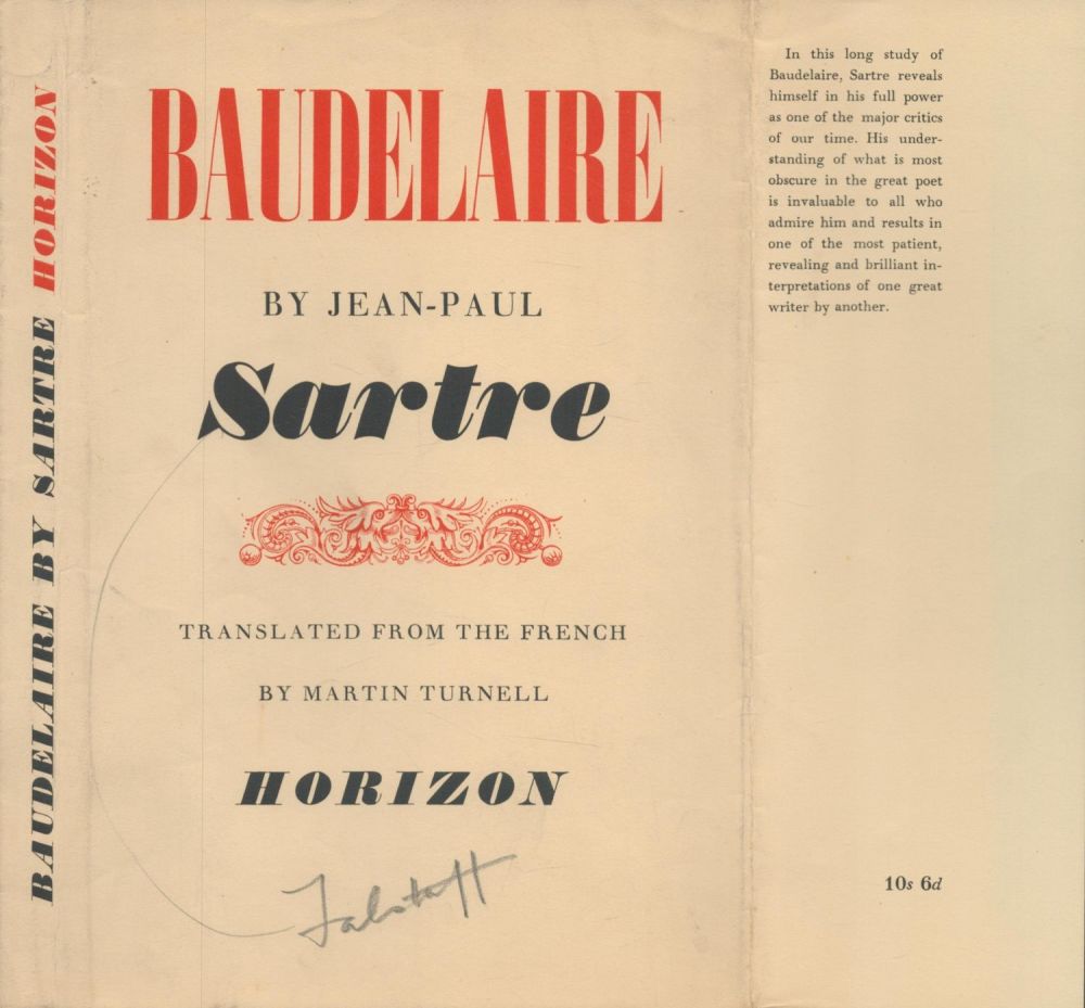 Lot 493: Jean Paul Sartre Baudelaire Publisher Horizon. Translated from...