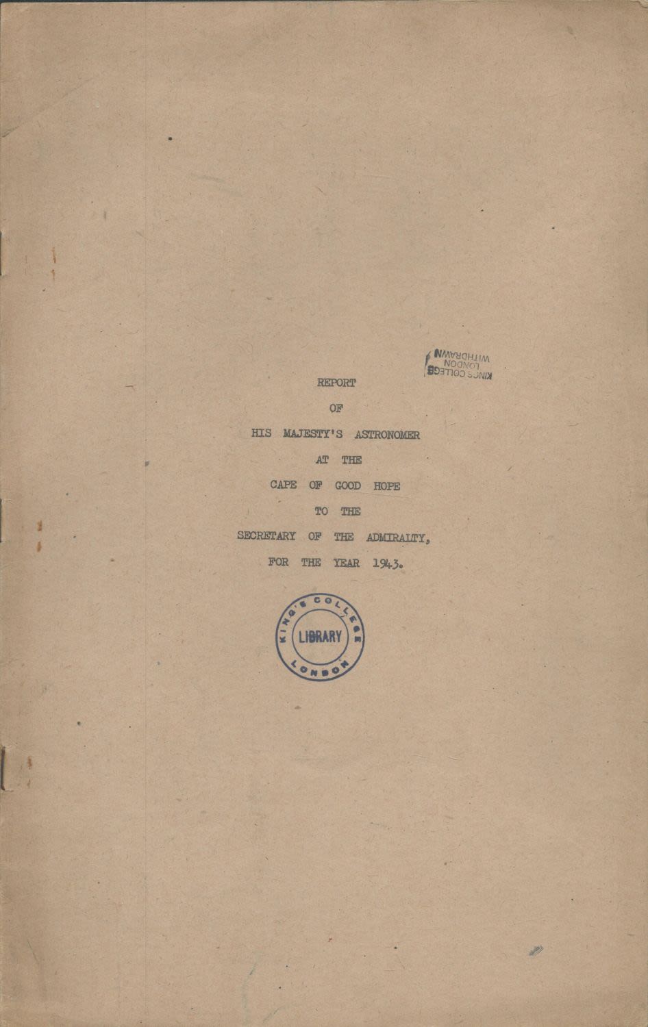 Lot 720: Three separate reports for the years 1942, 1943...