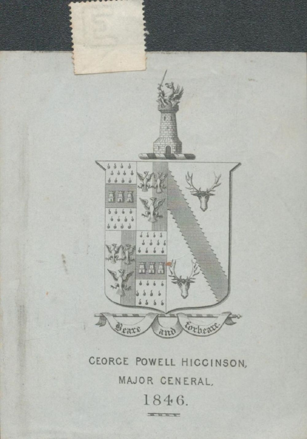 Lot 727: Bookplate of Major General George Powell Higginson 1846....