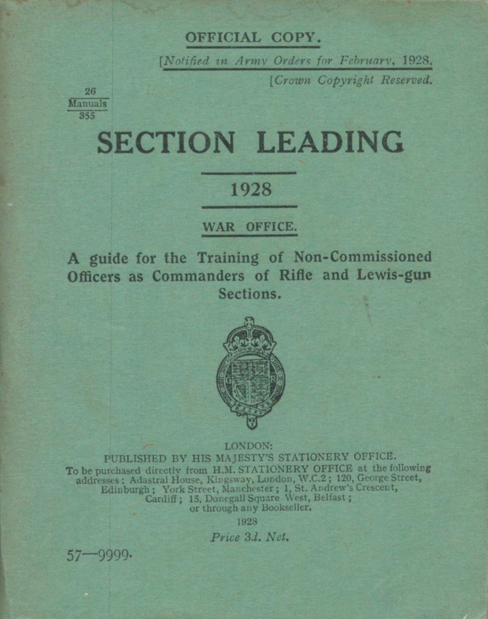 Lot 759: Notified in Army Orders for February 1928. Section...