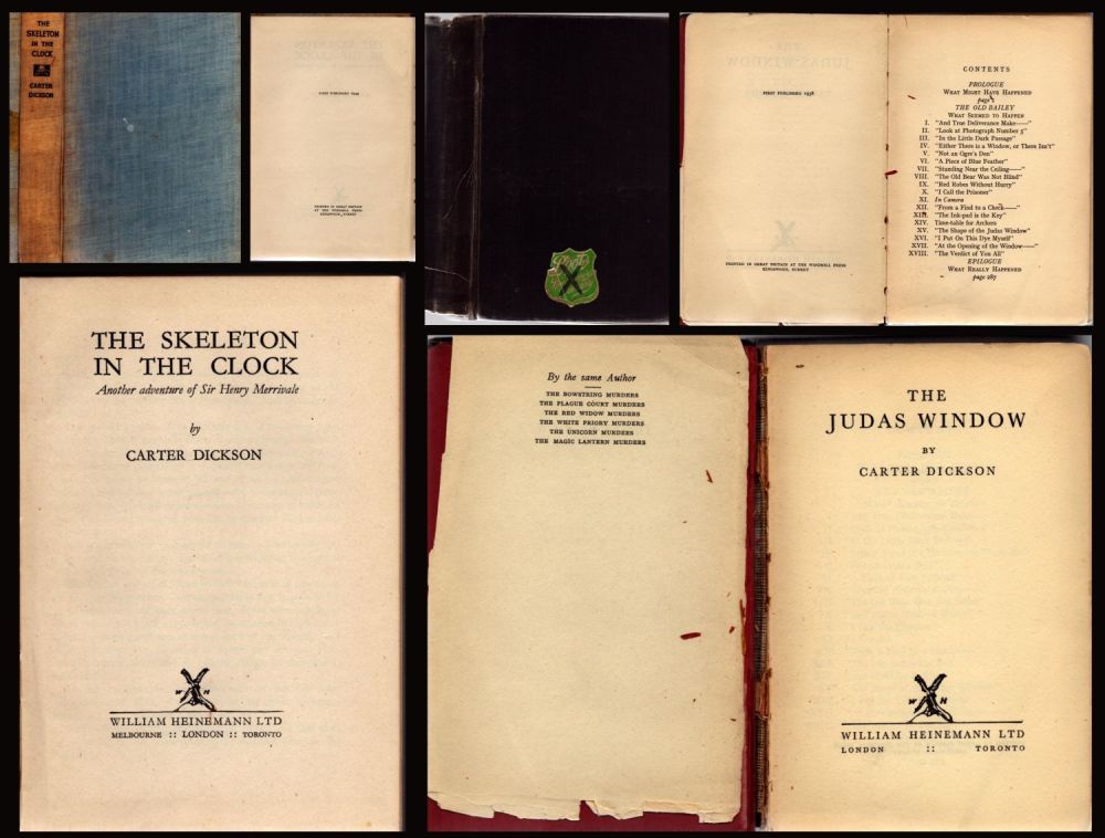 Lot 928: Carter Dickson The Judas Window Spine split 1st...