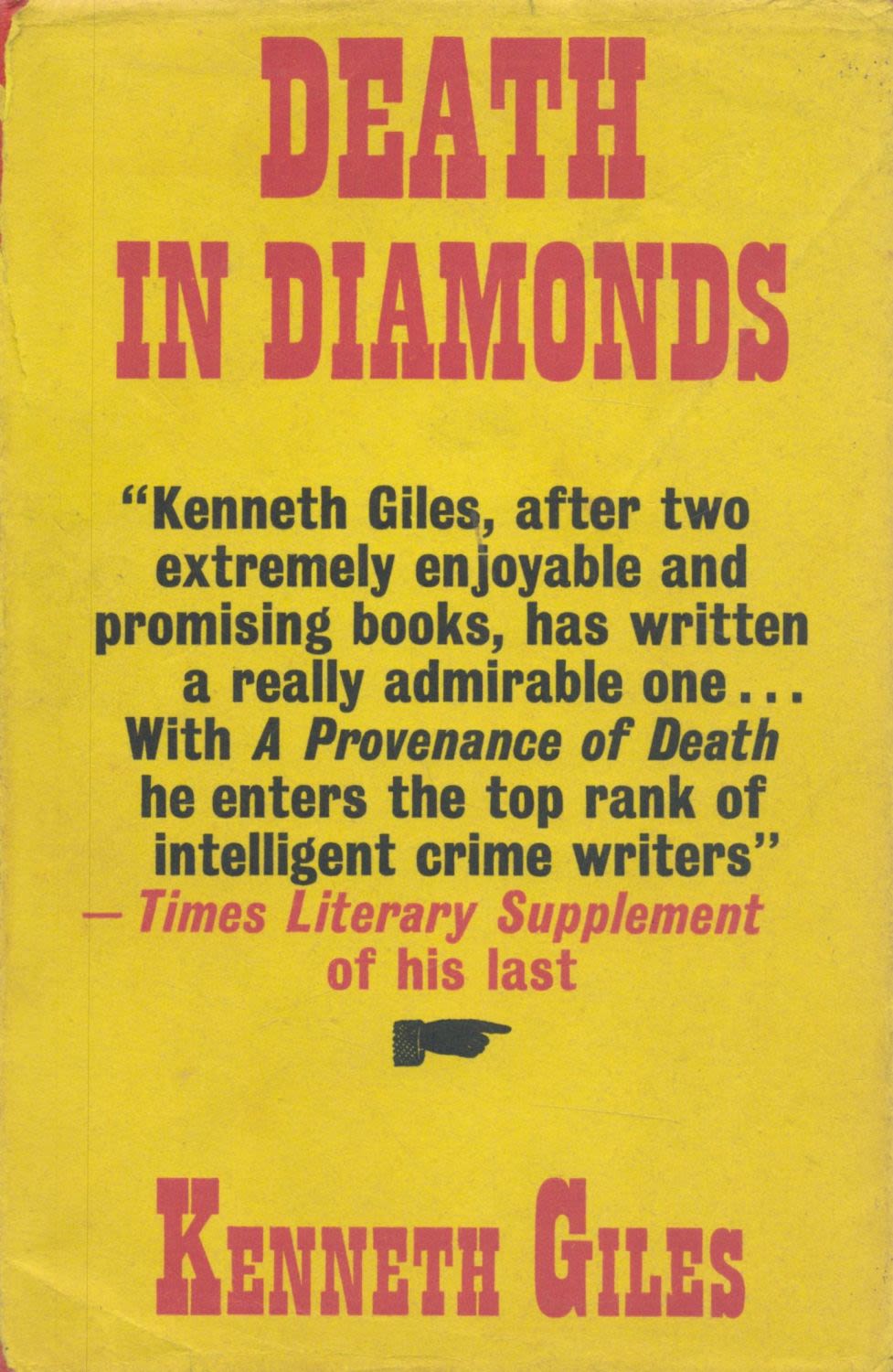 Lot 1006: Kenneth Giles Death In Diamonds torn D/W 1st...