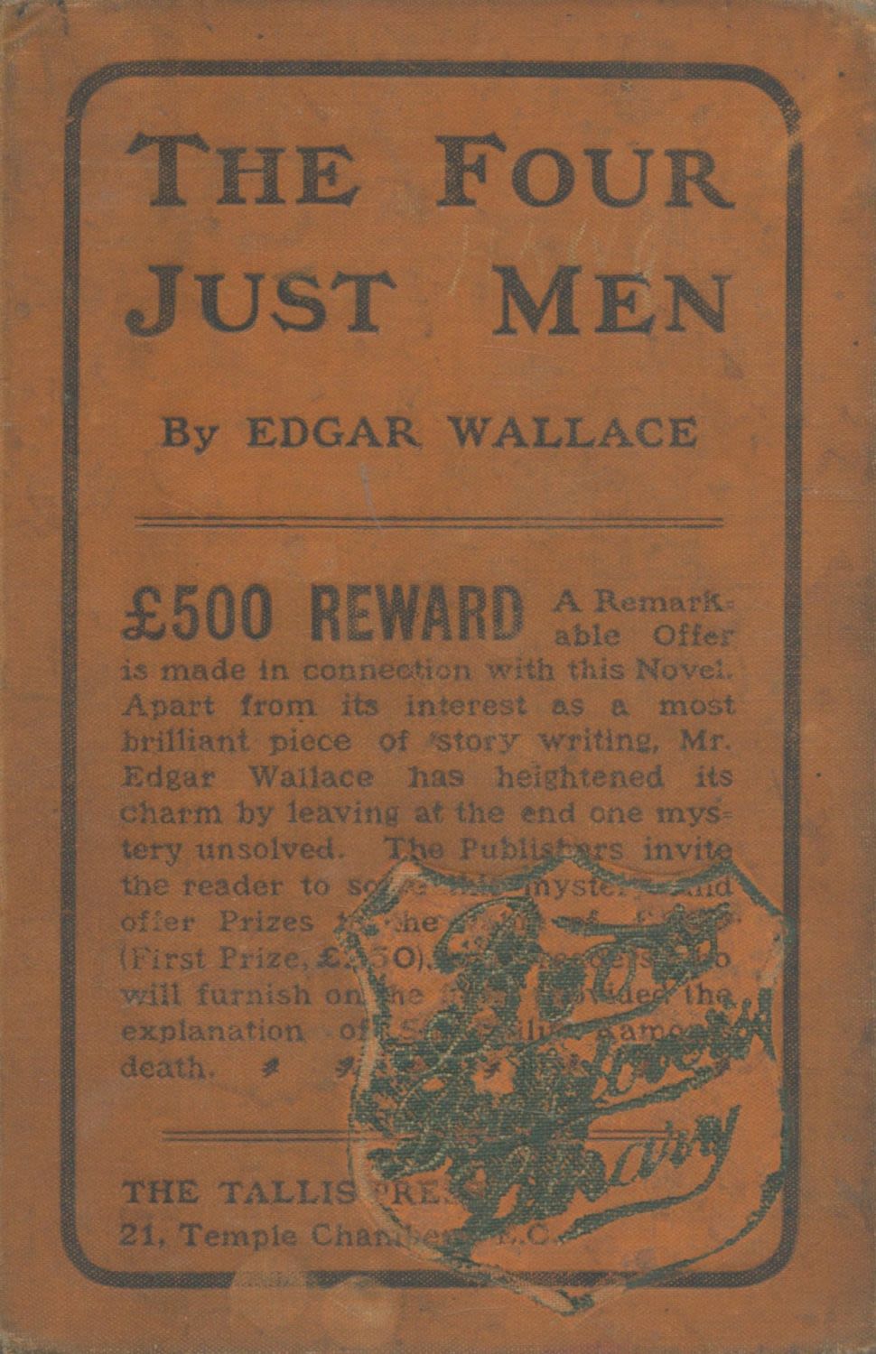 Lot 1201: Edgar Wallace The Four Just Men (The Tallis...