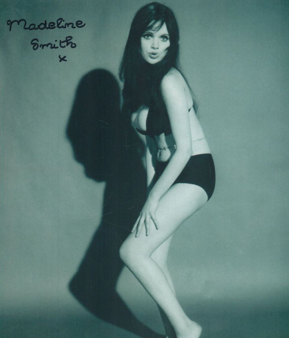 Lot 216: Madeline Smith signed 10x8 inch black and white...
