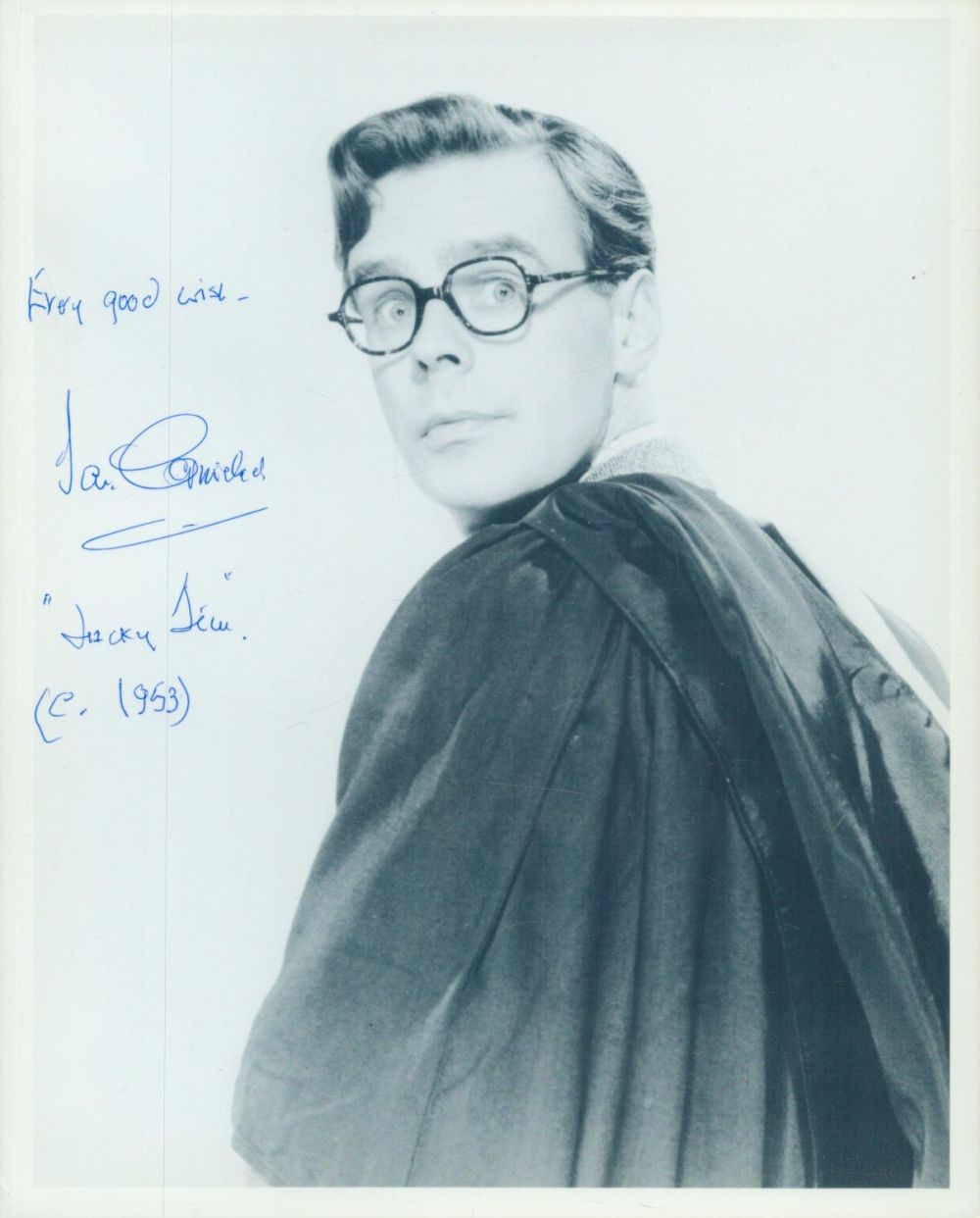 Lot 252: Ian Carmichael signed vintage 10x8 inch black and...