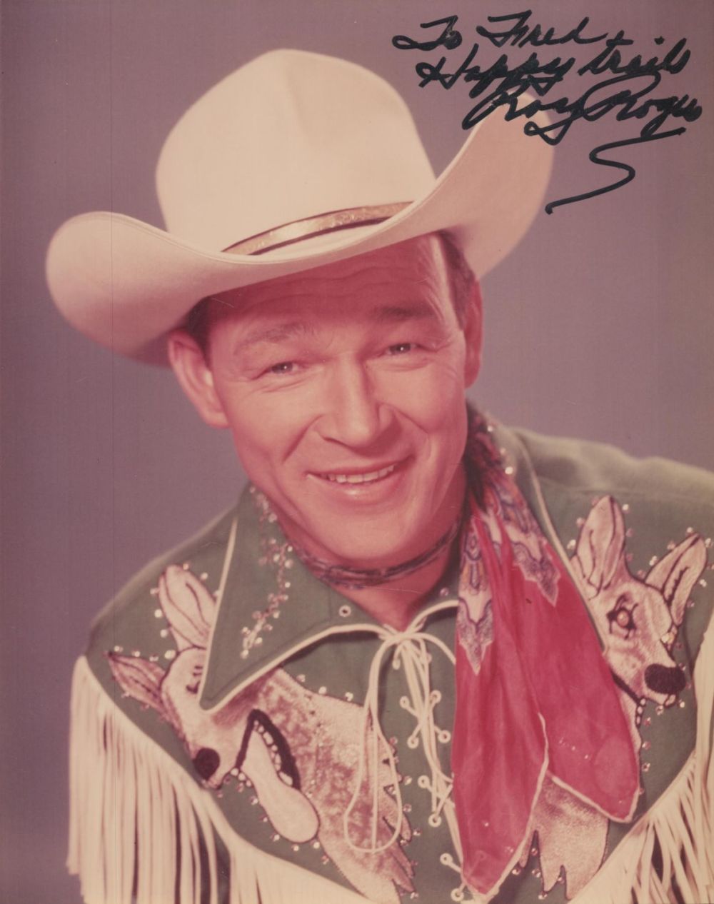 Lot 388: Roy Rogers signed 10x8 inch colour photo. Good...