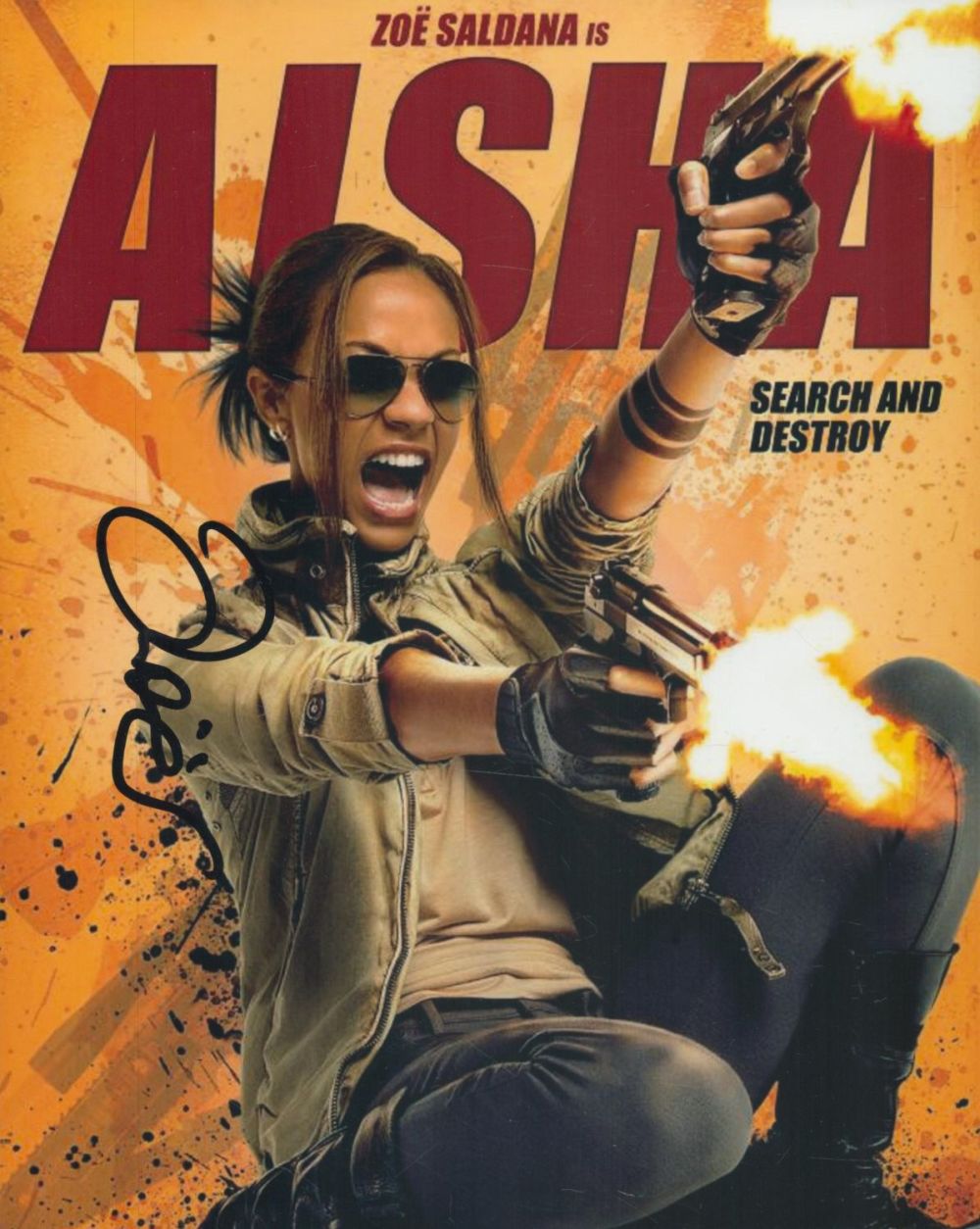 Lot 408: Zoe Saldana signed 10x8 inch colour promo photo....