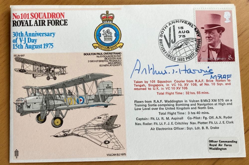 Lot 52: WW2 Arthur Bomber Harris signed 1975 101 Sqn,...