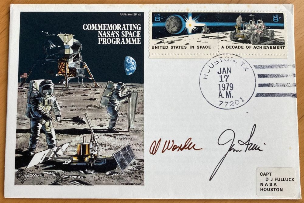Lot 53: Apollo 15 postal cover hand signed by Lunar...
