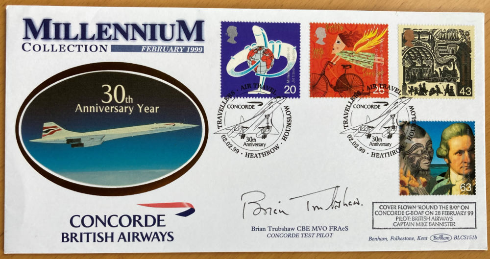 Lot 70: Concorde Test Pilot Brian Trubshaw signed Benham 1999...