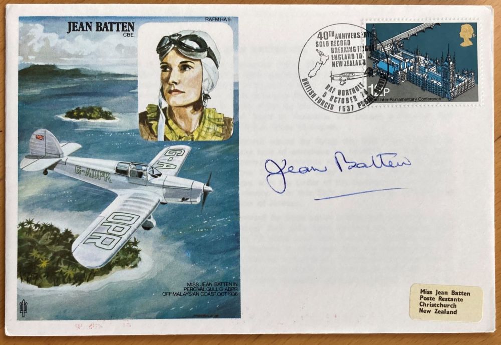 Lot 73: Aviation Pioneer Jean Batten signed on her own...