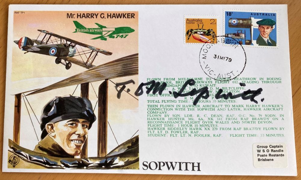 Lot 87: Aviation Pioneer Sir Tom Sopwith signed Harry Hawker...