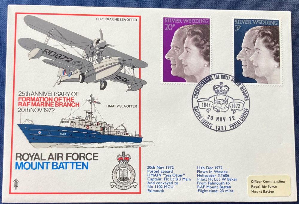 Lot 151: RAF Mountbatten official 1972 Royal Wedding FDC with...