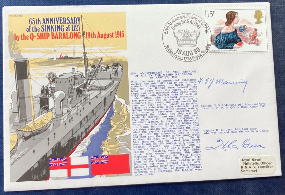 Lot 167: Great War Q ship commanders Capt Manning and...