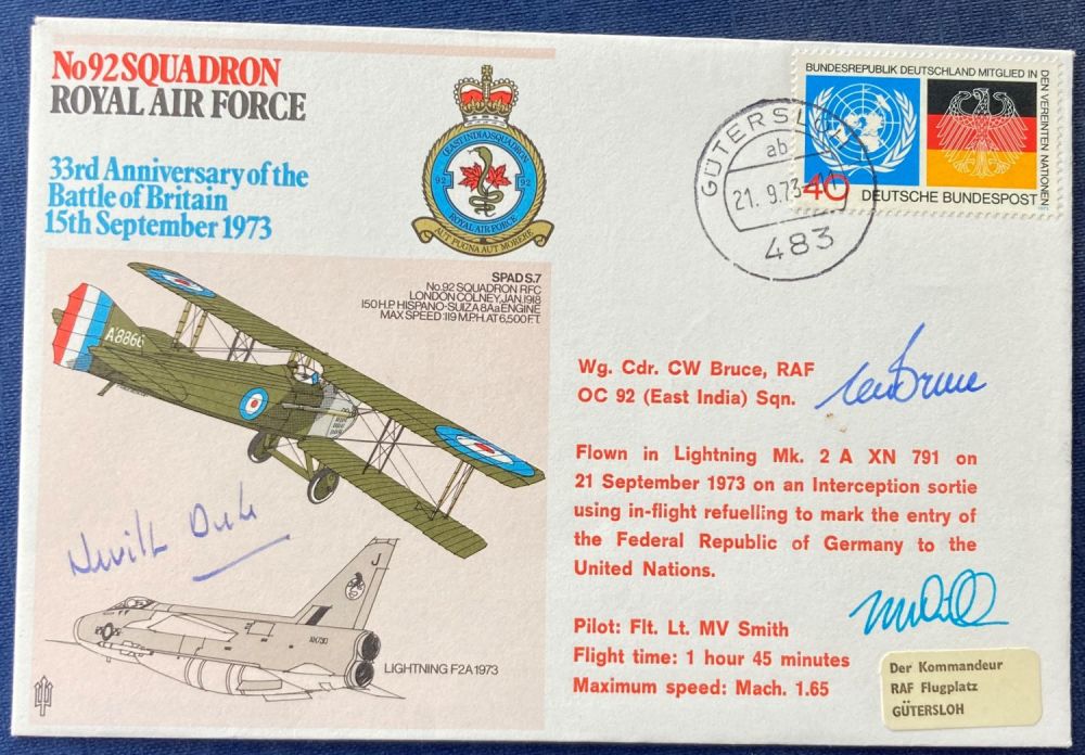 Lot 170: WW2 ace Neville Duke DSO DFC signed 92...