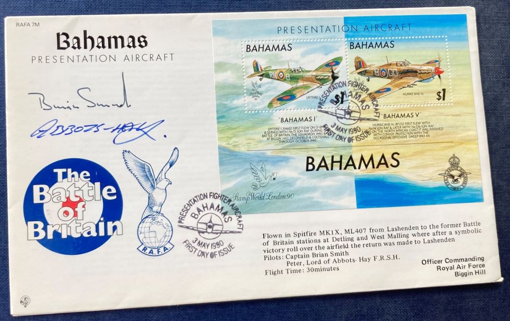 Lot 172: Spitfire and Hurricane Battle of Britain FDC Bahamas....
