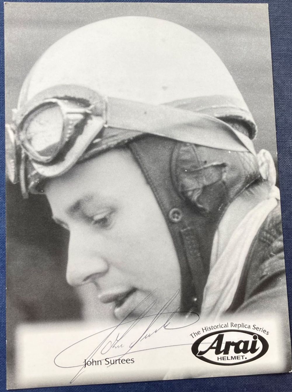 Lot 179: Sport John Surtees signed Arai Helmet 6 x4...