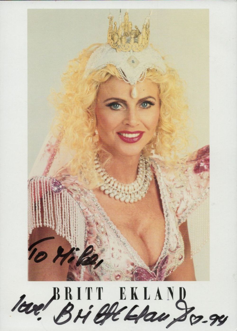 Lot 72: Britt Ekland signed 7x5inch colour photo. Dedicated. Good...