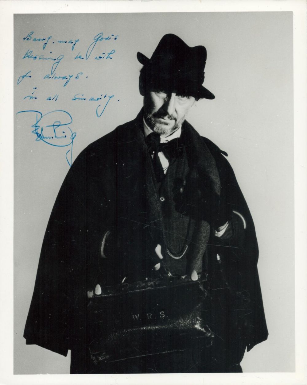 Lot 161: Peter Cushing signed 10x8 inch vintage black and...