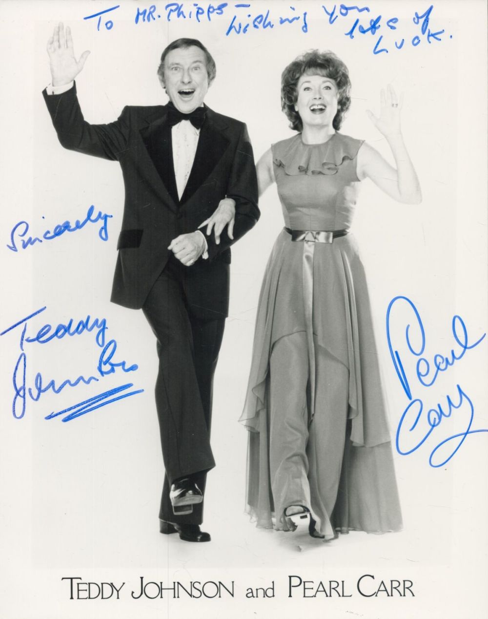 Lot 225: Teddy Johnson and Pearl Carr signed 10x8 inch...