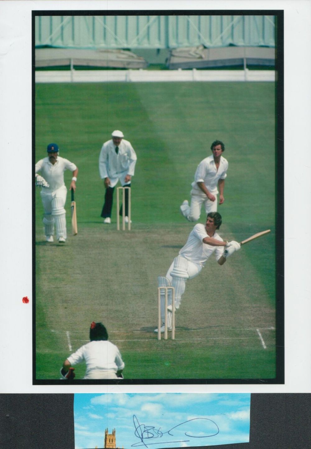 Lot 228: Cricket Ian Botham signed card cutting accompanied by...