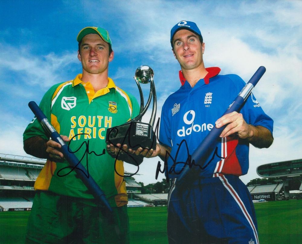 Lot 229: Cricket Graeme Smith and Michael Vaughan signed 10x8...