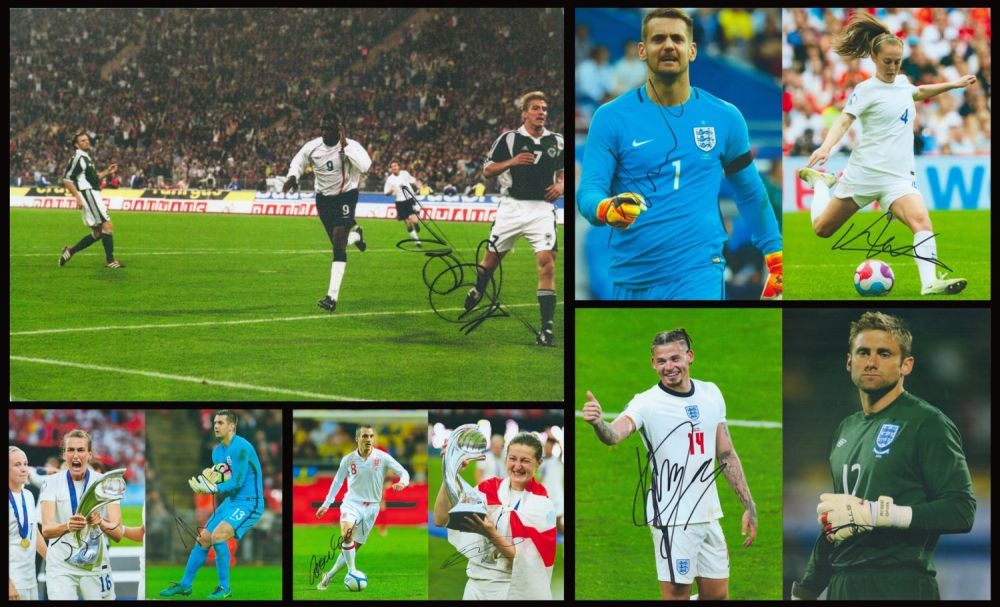 Lot 269: Football England collection 9 signed 12x8 inch colour...