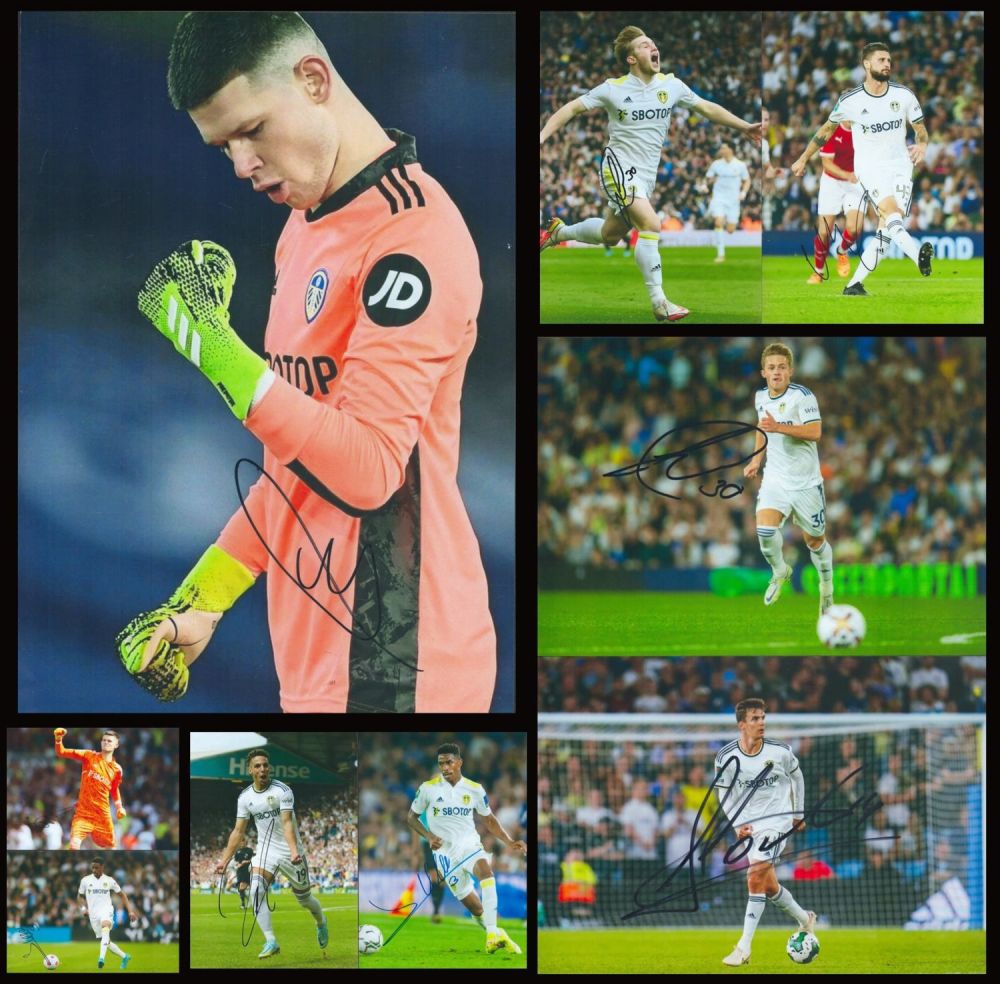 Lot 274: Football Leeds United collection 9 signed 12x8 inch...