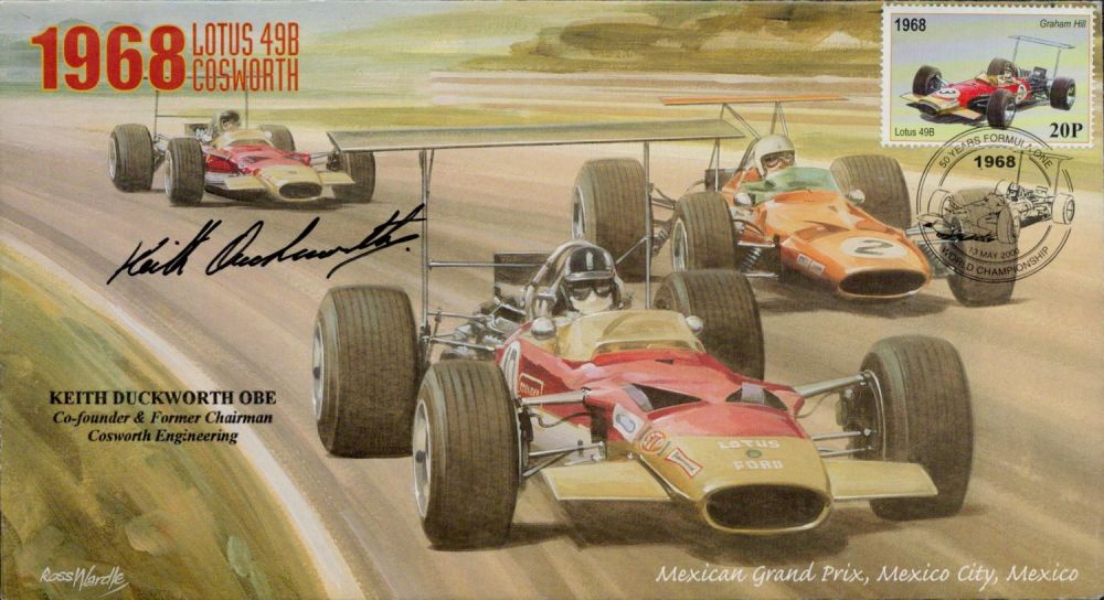 Lot 366: Keith Duckworth OBE signed FDC 1968 Lotus 49B...