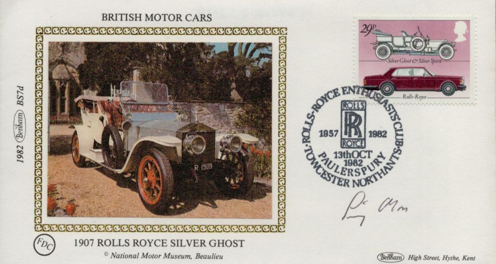 Lot 367: Stirling Moss signed FDC British Motor Cars 1907...
