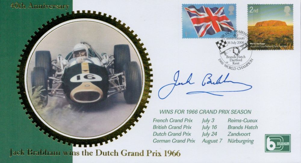 Lot 369: Jack Brabham signed FDC 40 Anniversary. Wins the...