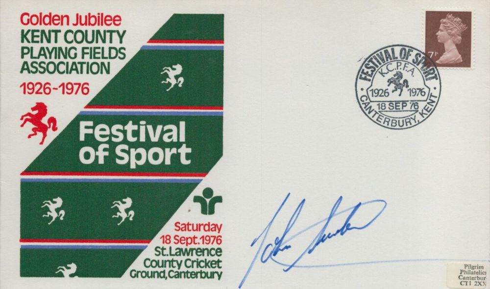 Lot 376: John Surtees signed FDC Golden Jubilee kent County...