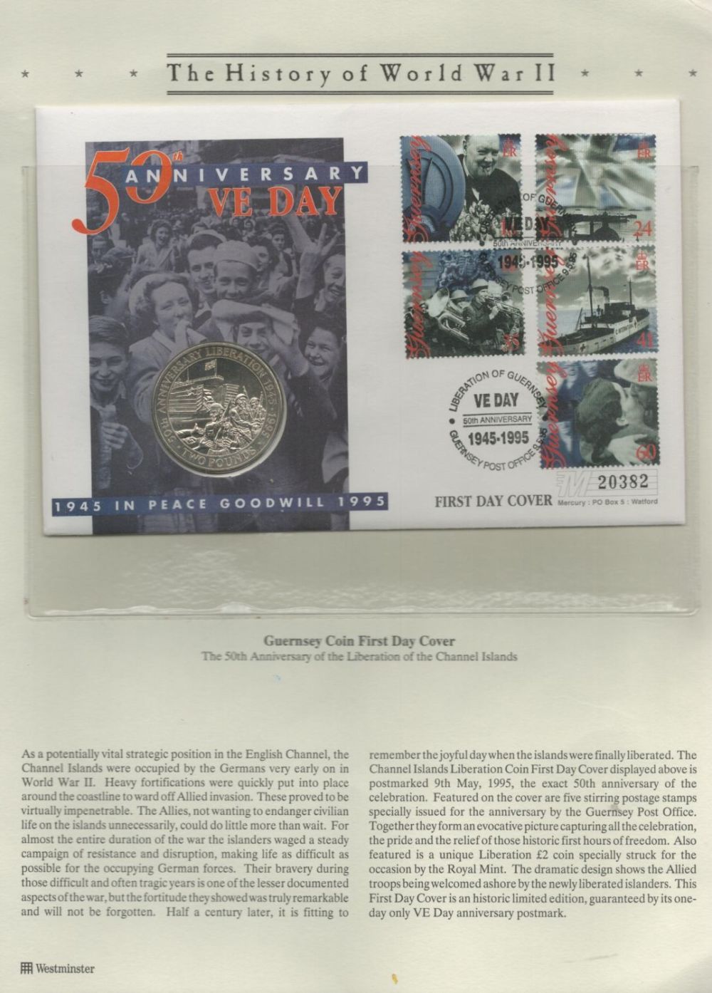 Lot 492: 50th anniv VE Day coin cover. Complete with...