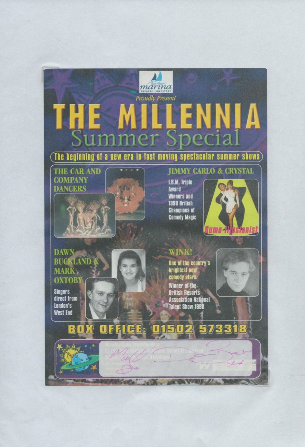 Lot 518: Dawn Buckland and Mark Oxtoby signed flyer. Good...