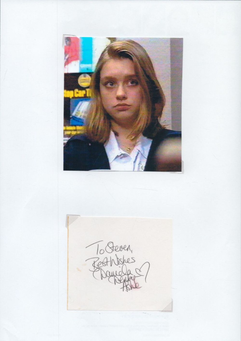 Lot 529: Daniela Denby Ashe small, clipped signature piece. Dedicated....