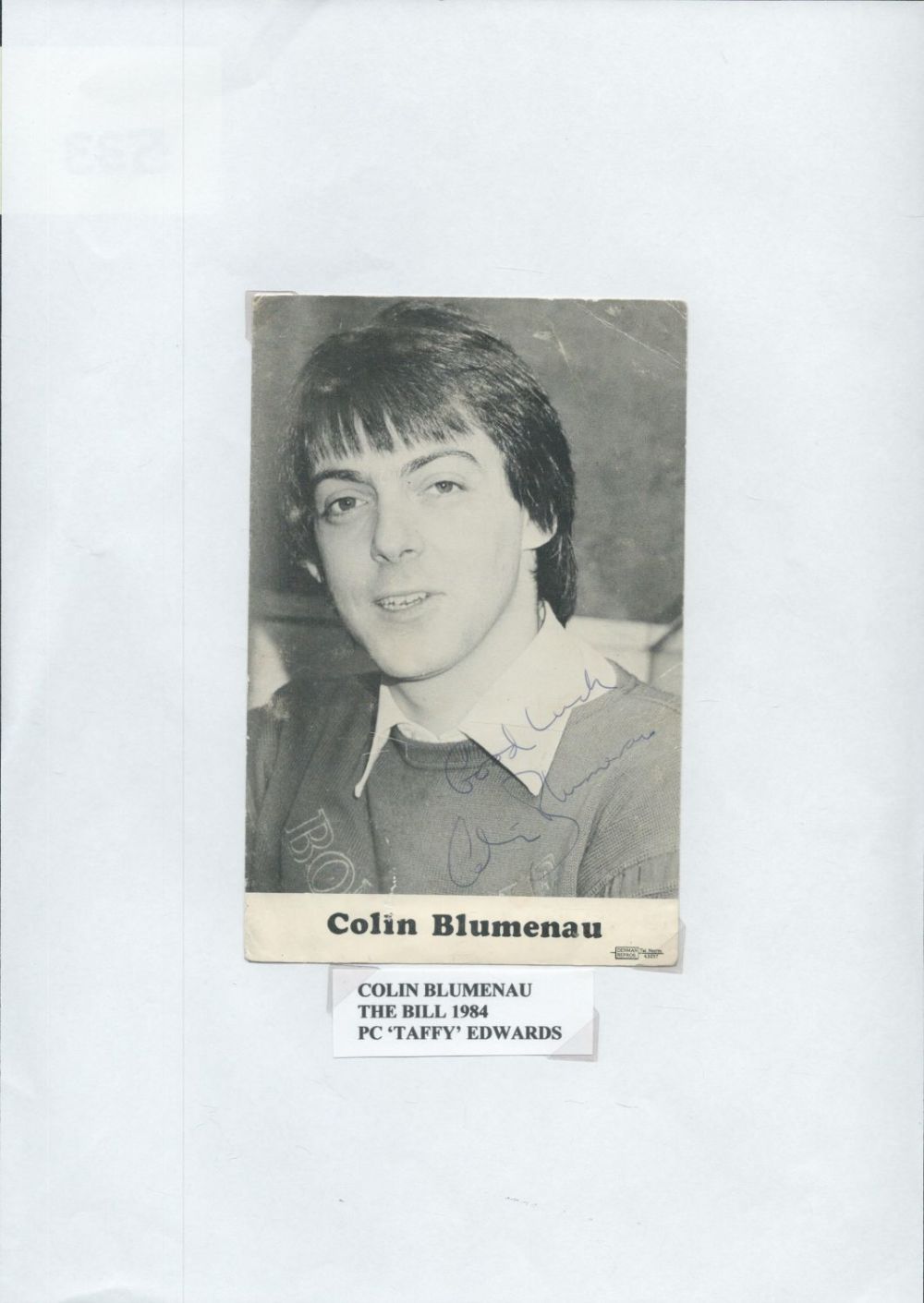 Lot 533: Colin Blumenau signed 6x4inch black and white photo....