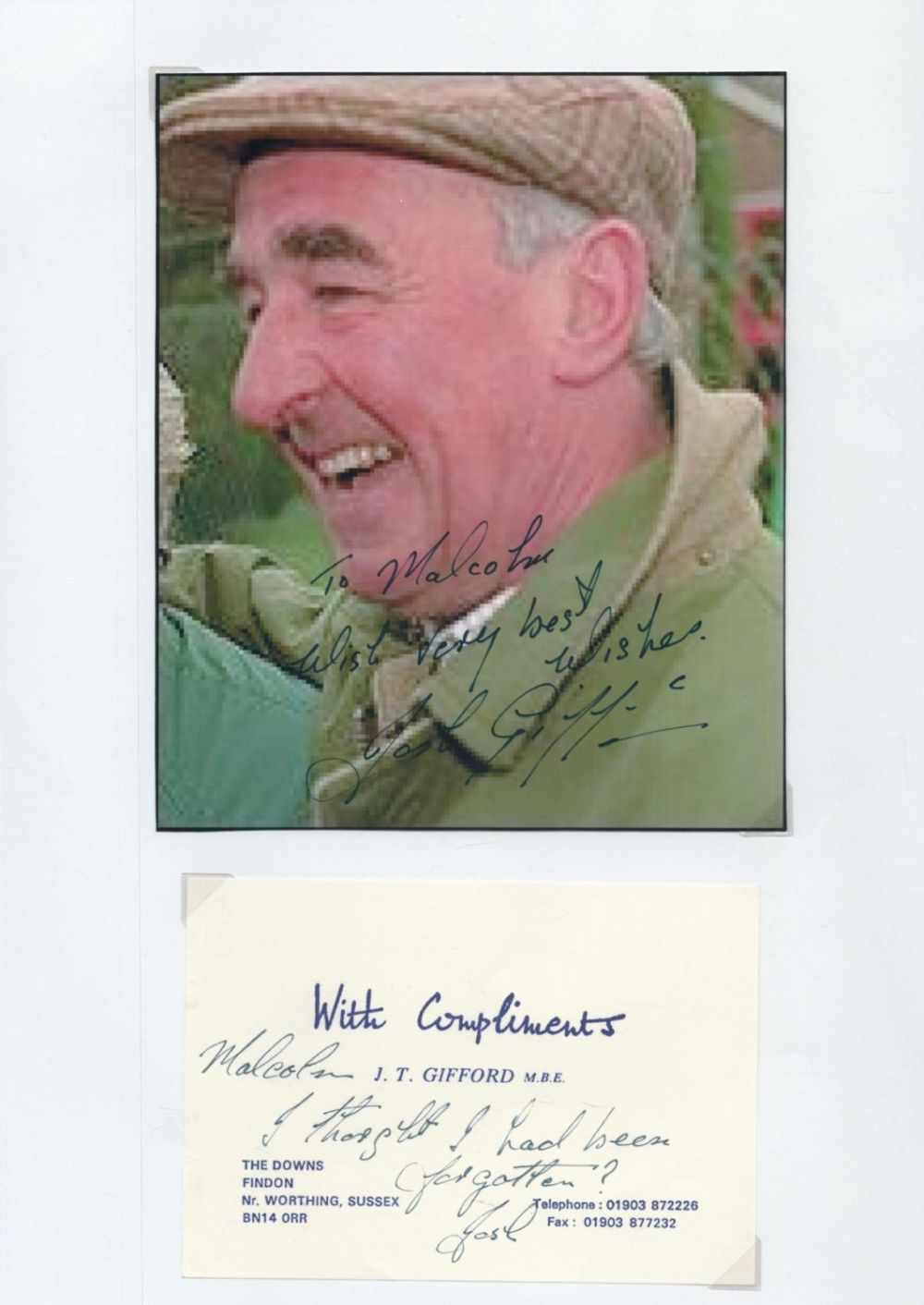 Lot 534: Josh Gifford signed 8x5inch colour photo. Dedicated. Good...