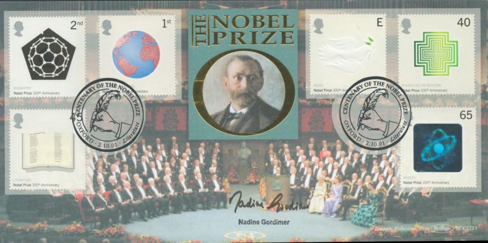 Lot 557: Nadine Gordimer signed Nobel Prize FDC. 2/10/01 Oxford...
