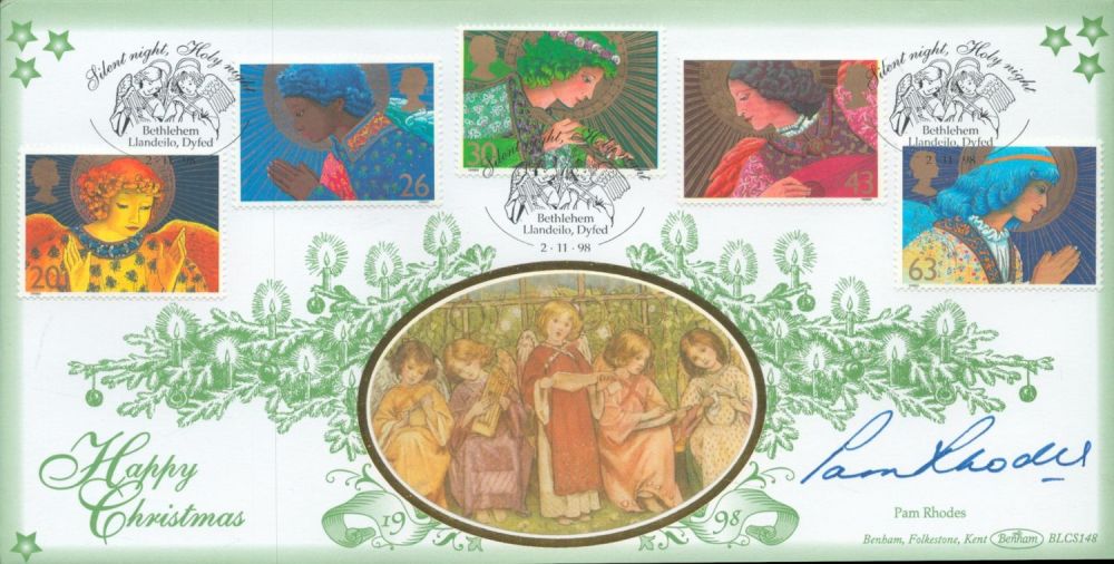 Lot 565: Pam Rhodes signed Silent Night FDC. 2/11/98 Dyfed...