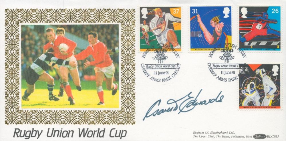 Lot 571: Gareth Edwards signed Rugby Union World Cup FDC....