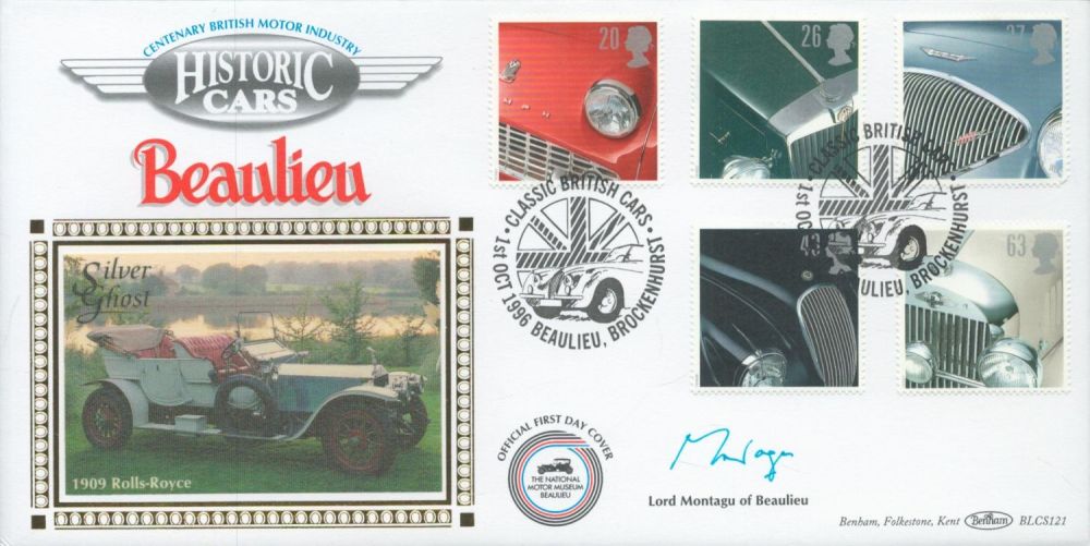Lot 579: Lord Montagu of Beaulieu signed Historic Cars FDC....