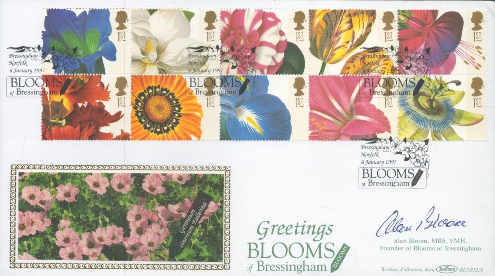 Lot 583: Alan Bloom signed Blooms FDC. 6/1/97 Norfolk postmark....
