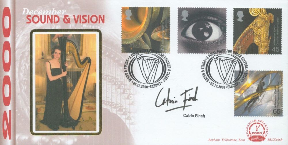 Lot 590: Catrin Finch signed Sound and Vision FDC. 5/12/00...