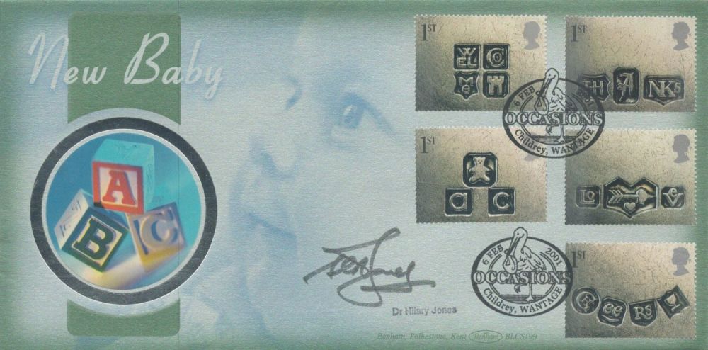 Lot 596: Dr Hilary Jones signed New Baby FDC. 6/2/01...