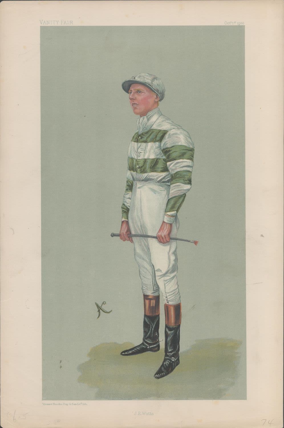 Lot 653: Vanity Fair print. Titled J E Watts. Subject...