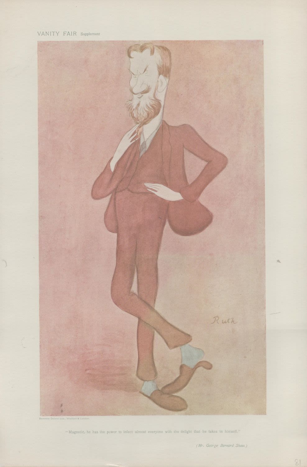 Lot 655: Vanity Fair print. Titled Magnetic. Subject George Bernard...