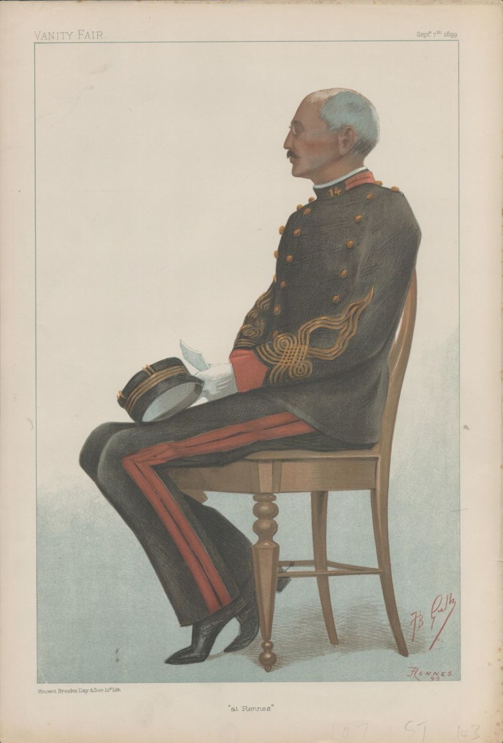 Lot 662: Vanity Fair print. Titled At Rennes. Subject Capt...